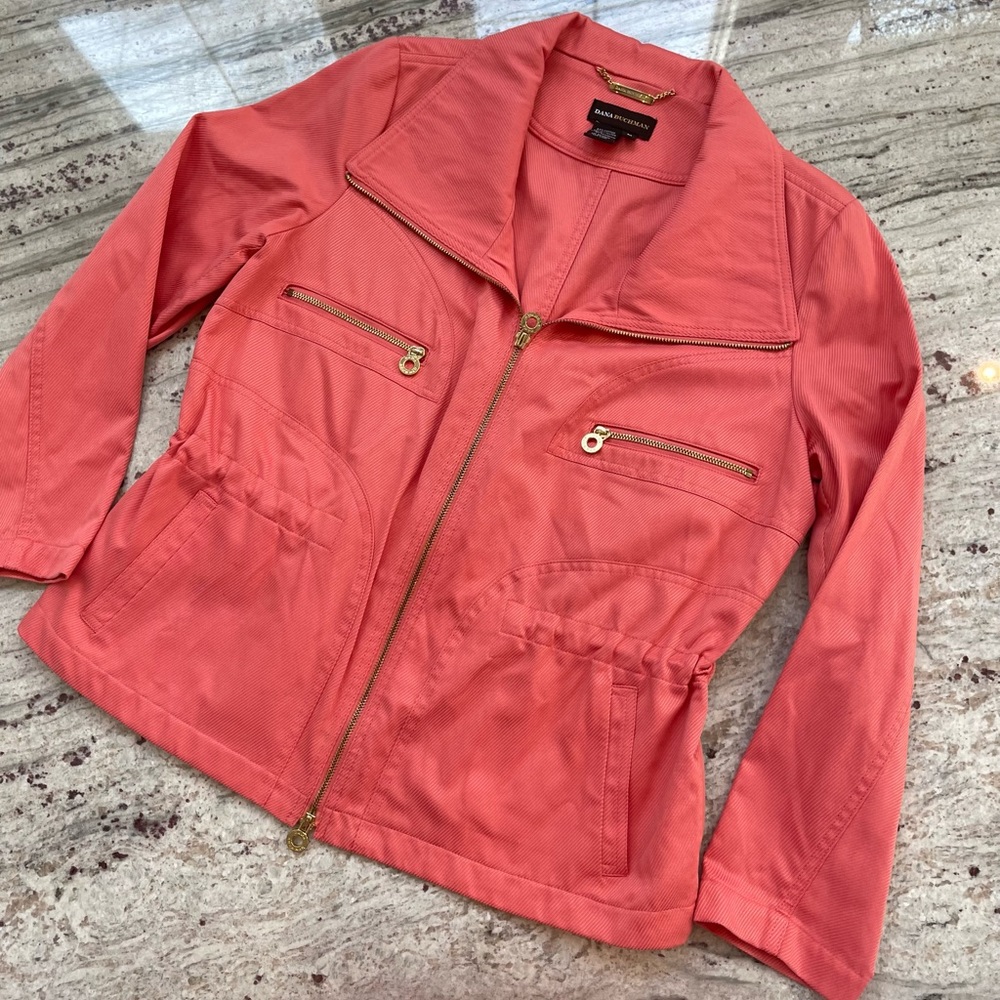 Dana Bachman zippered coral color jacket size M
